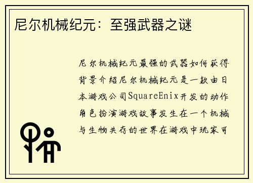 尼尔机械纪元：至强武器之谜
